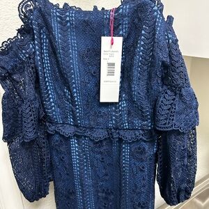 Parker Midnight Blue Lace Mini Dress